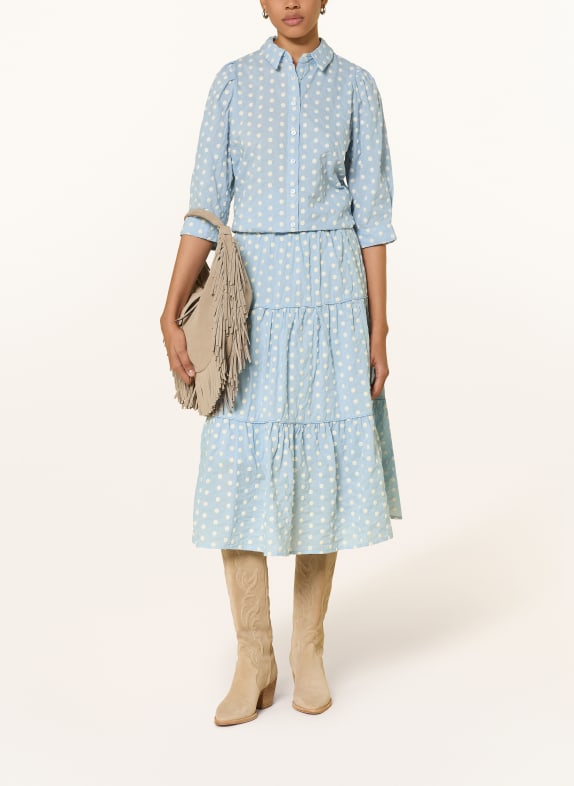 lollys laundry BONOLL-overhemdblouse met 3/4-mouwen LICHTBLAUW / CRÈME