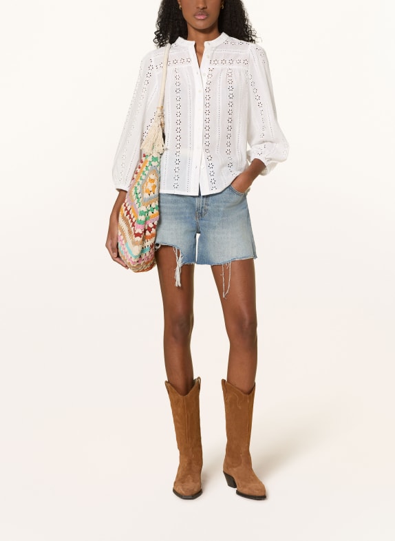 lollys laundry Blouse JUNELL van opengewerkte kant en 3/4-mouwen WIT