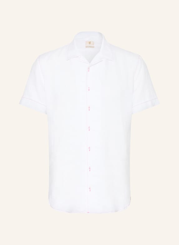 Q1 Manufaktur OLLY Slim Relaxed Fit Linen Resort Shirt WHITE / RED