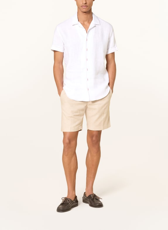 Q1 Manufaktur Resorthemd OLLY Slim Relaxed Fit van linnen WIT / ROOD