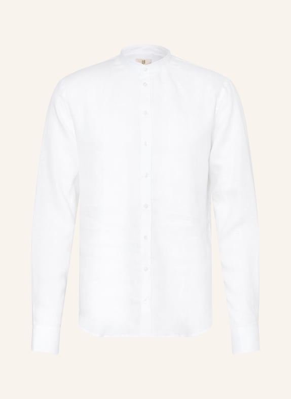 Q1 Manufaktur Linen Shirt, Slim Relaxed Fit with Stand-Up Collar WHITE