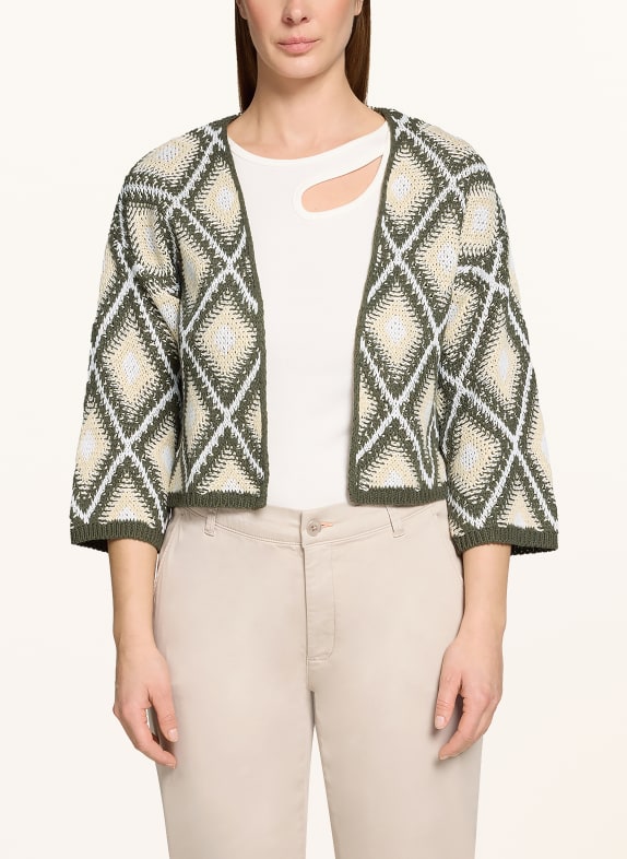 CARTOON Gebreide jas met 3/4-mouwen BEIGE / GROEN / WIT