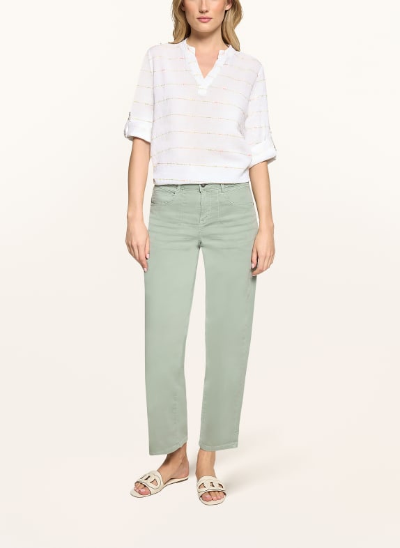 CARTOON Blouse met 3/4-mouwen en glinsterend garen WIT / NEONROZE / NEONGEEL