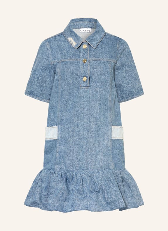 GANNI Rochie din denim ALBASTRU-CENUȘIU