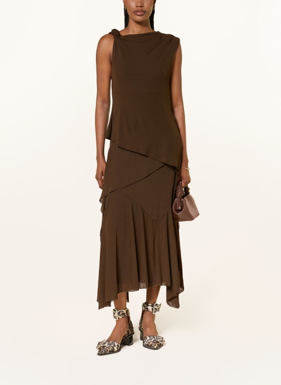 GANNI MARL Dress DARK BROWN