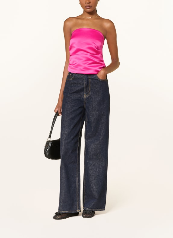 GANNI Off-shoulder top van satijn NEONROZE