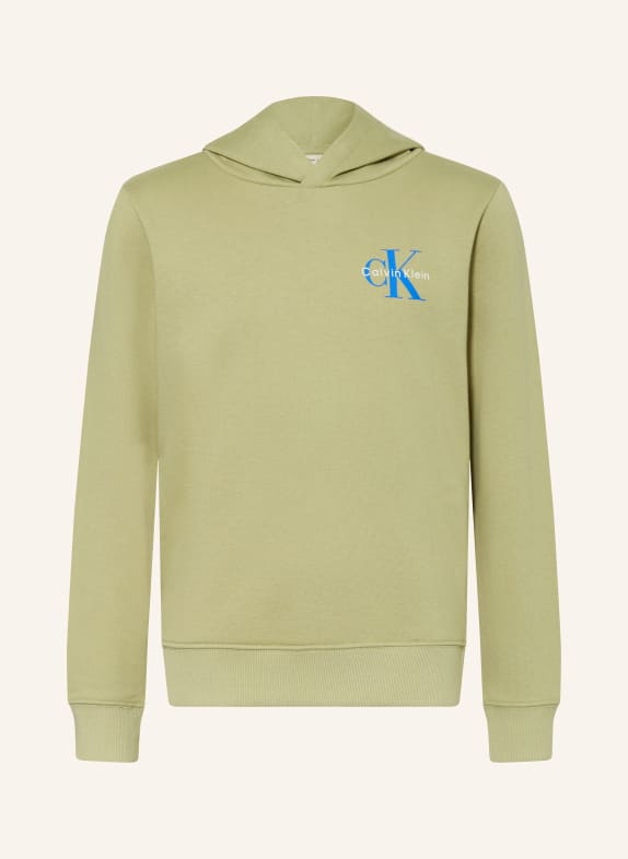 Calvin Klein Mikina s kapucí SVĚTLE ZELENÁ / MODRÁ