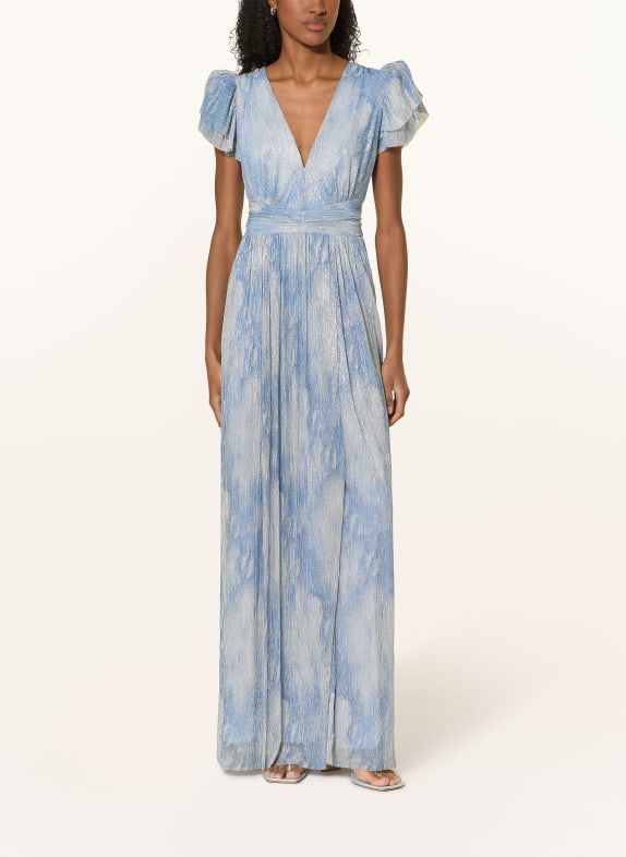 SWING Abendkleid mit Glitzergarn und Plissees HELLBLAU / SILBER / BLAUGRAU