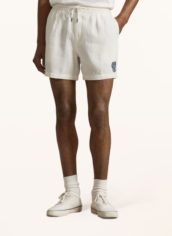POLO RALPH LAUREN Short en lin BLANC / BLEU FONCÉ