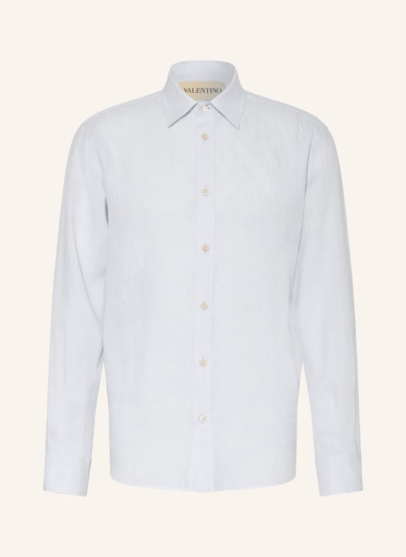 VALENTINO Lněná košile VLOGO SIGNATURE Comfort Fit TMAVĚ MODRÁ