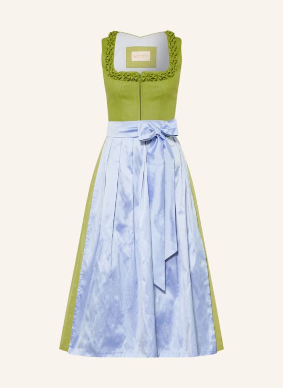 AlpenHERZ Linen Dirndl EWELINA LIGHT GREEN / LIGHT BLUE