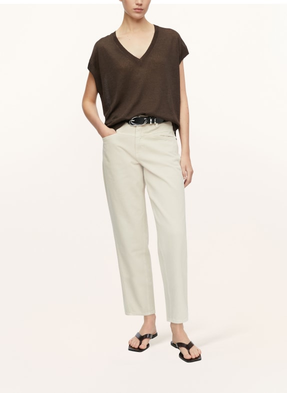 comma Vest met linnen MARRON FONCÉ