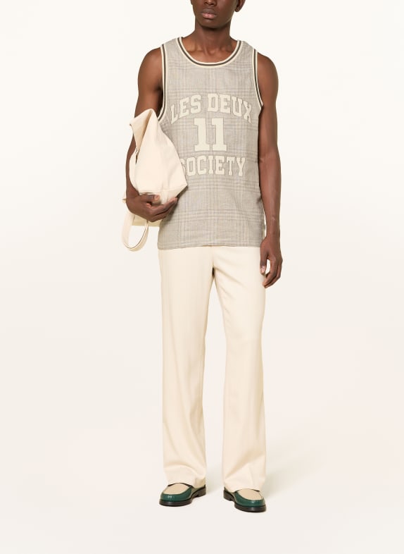 LES DEUX Tanktop met linnen LICHTGRIJS / CRÈME / TAUPE