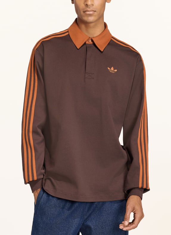 adidas Originals Jersey-poloshirt 3STREEP MARRON FONCÉ / COGNAC
