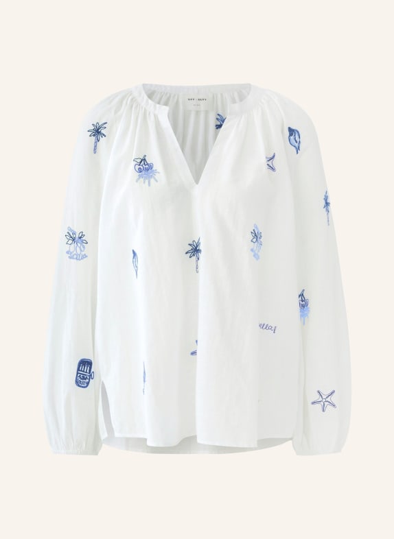 oui Blusenshirt WEISS / BLAU