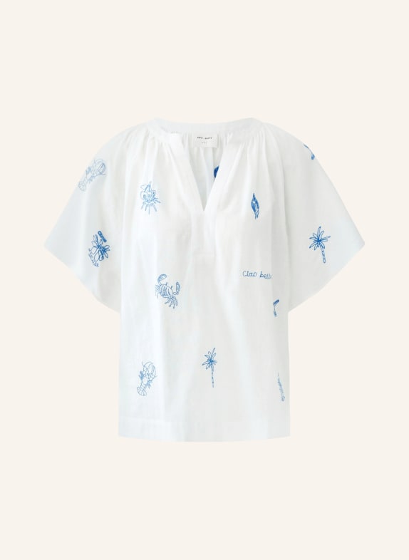 oui Blusenshirt WEISS / BLAU