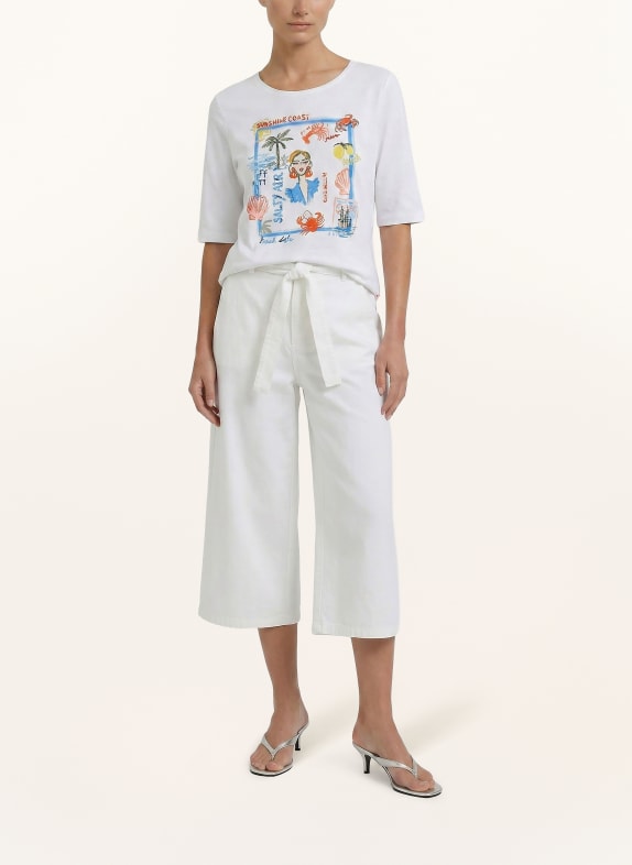 oui T-shirt met sierstenen WIT / ROOD / BLAUW