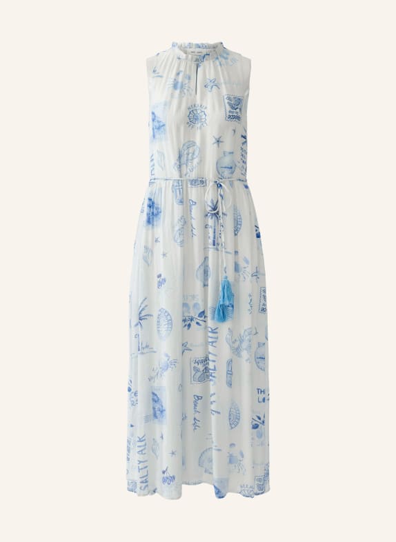 oui Robe à volants BLANC / BLEU