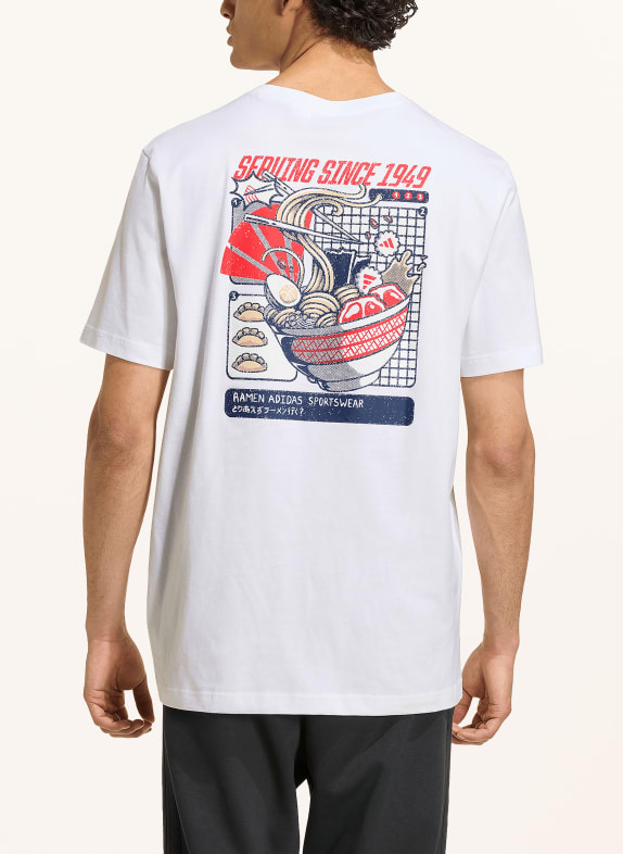 adidas T-shirt RAMEN WIT / DONKERROOD / DONKERBLAUW