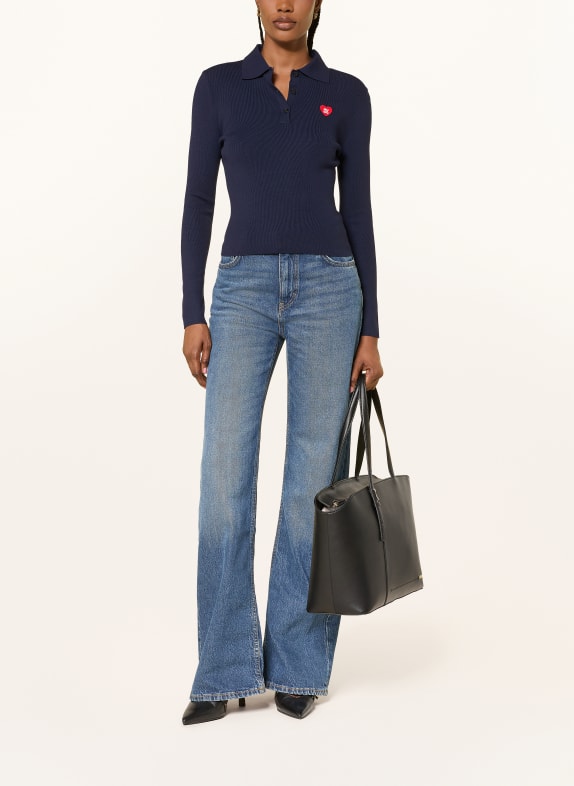 HUGO Gebreid poloshirt SAREPLINNY DONKERBLAUW