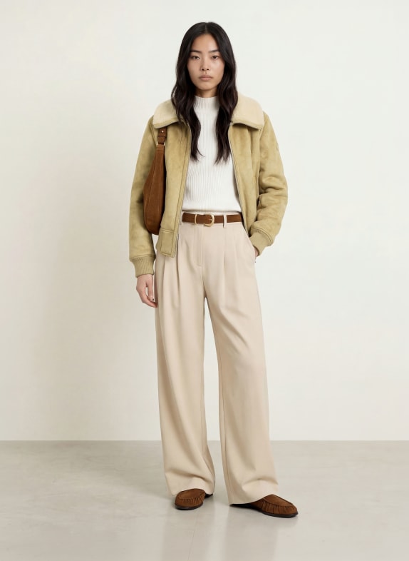 No.1 Como Jacke CLEVELAND mit Teddyfell HELLBRAUN / BEIGE
