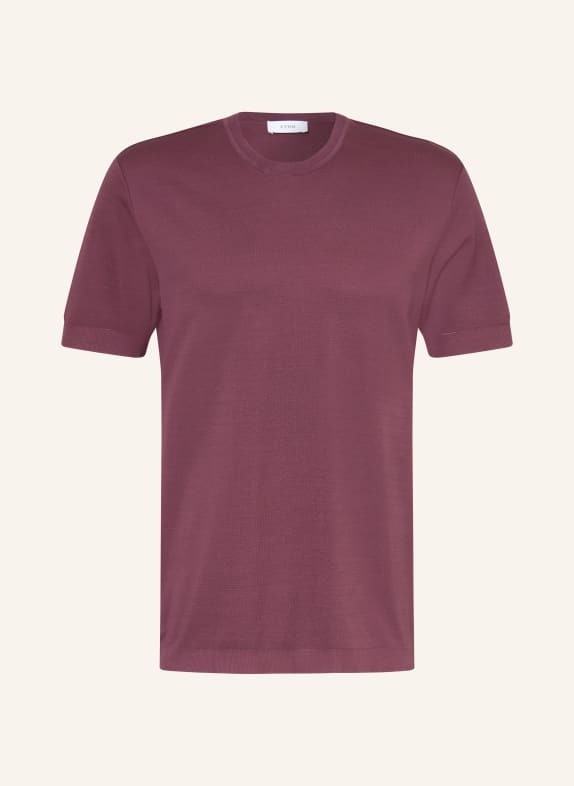ETON T-shirt met linnen DONKERPAARS