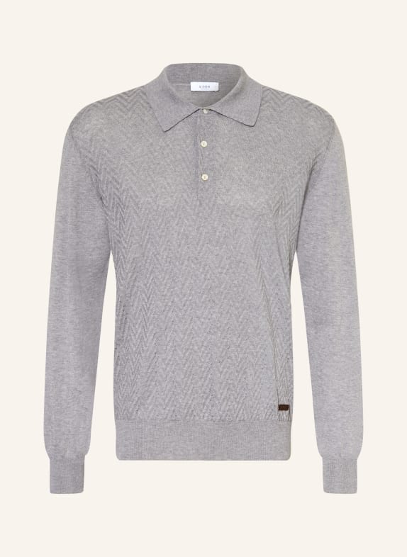 ETON Gebreid poloshirt GRIJS