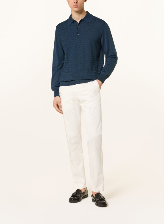 ETON Gebreid poloshirt DONKERBLAUW
