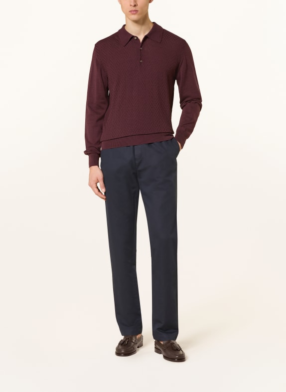 ETON Gebreid poloshirt DONKERROOD