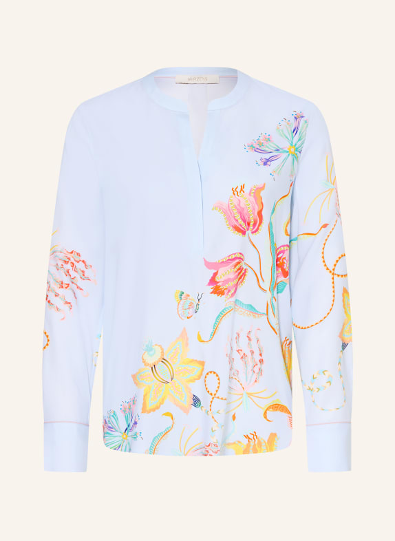 HERZENS Blouse-style shirt with silk LIGHT BLUE / PINK / YELLOW