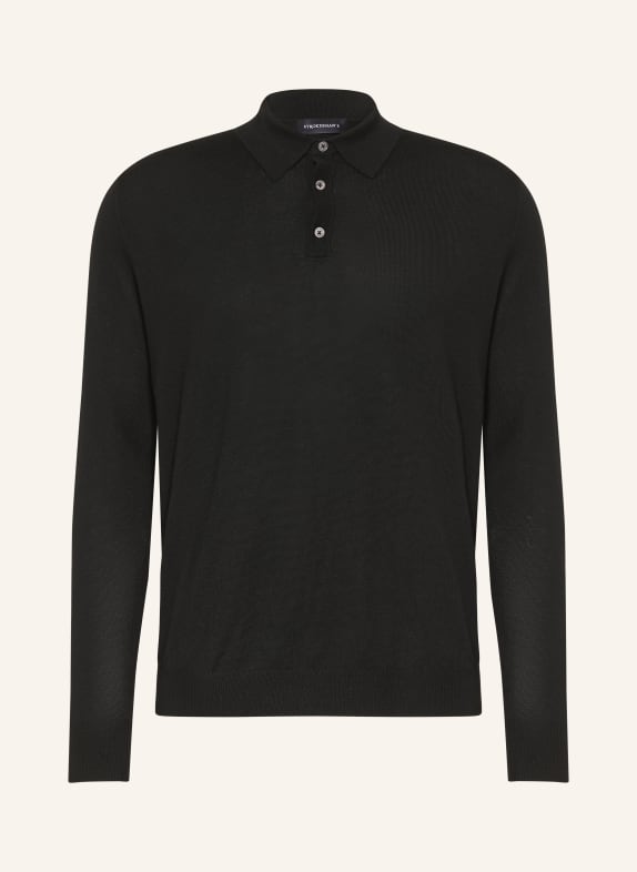 STROKESMAN'S Strick-Poloshirt SCHWARZ