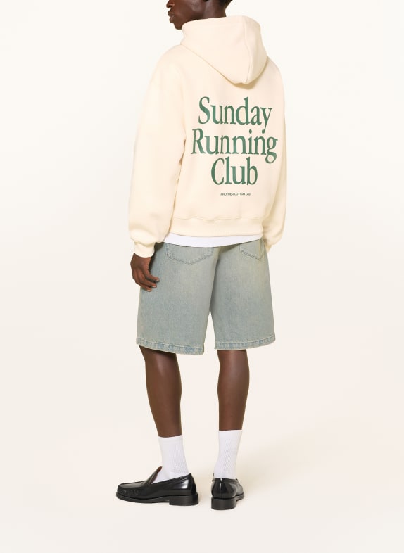 another COTTON LAB Oversized hoodie CRÈME / DONKERGROEN