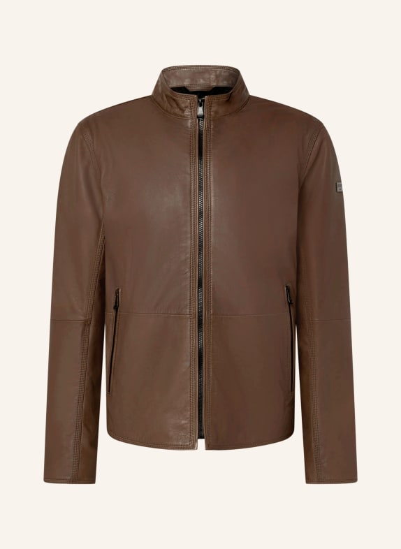 JOOP! JEANS Leather jacket BROWN
