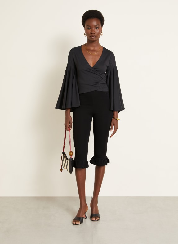 JACQUEMUS Leggings LE BERMUDA PLAYA med volanger SVART