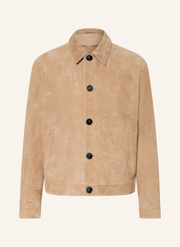 HUGO Læderjakke LIGOR BEIGE