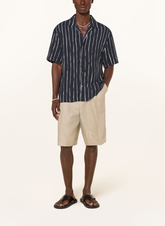 HUGO Resorthemd EXOLINO Oversized Fit DUNKELBLAU / CREME