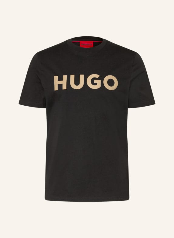 HUGO T-Shirt DULIVIO SCHWARZ / HELLBRAUN