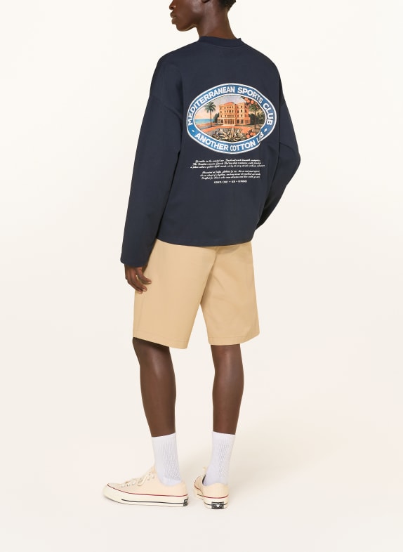 another COTTON LAB T-shirt met lange mouwen DONKERBLAUW / ORANJE / WIT