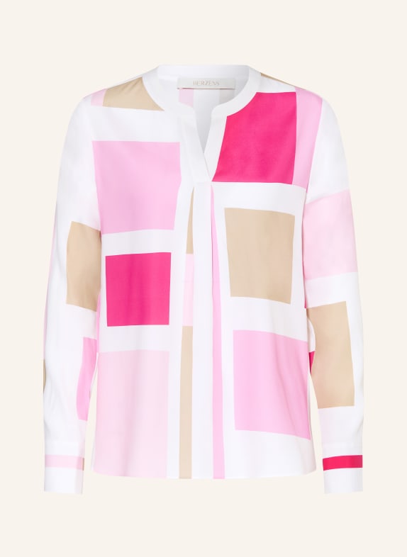 HERZENS Blouse-style shirt with silk WHITE / PINK / BEIGE