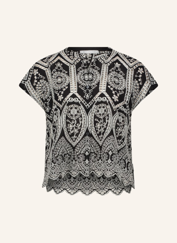 BETTY&CO Bluse aus Lochspitze SCHWARZ / WEISS