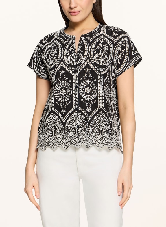 BETTY&CO Bluse aus Lochspitze SCHWARZ / WEISS