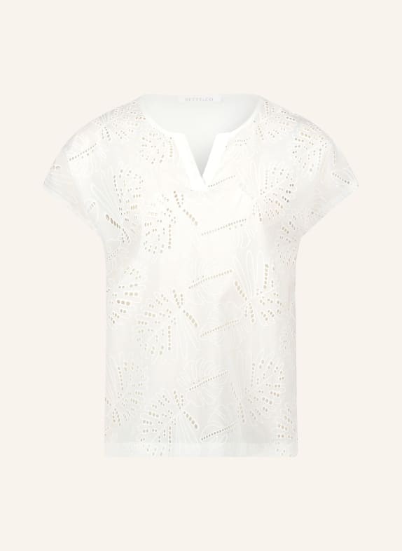 BETTY&CO T-Shirt im Materialmix mit Lochspitze WEISS