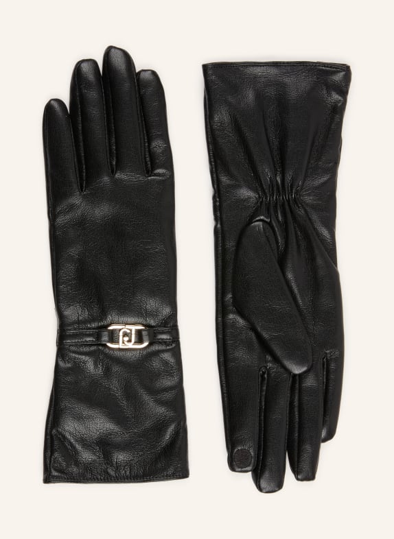LIU JO Gants aspect cuir NOIR / OR