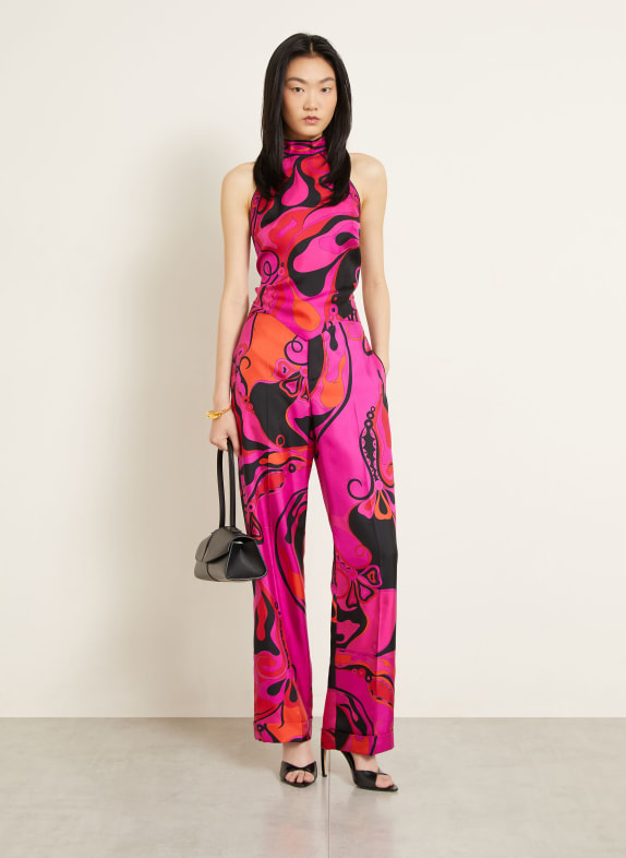 PUCCI Silk blouse top PINK / ORANGE / BLACK