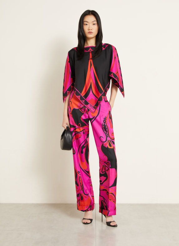 PUCCI Blusenshirt aus Seide mit 3/4-Arm PINK / ROT / SCHWARZ