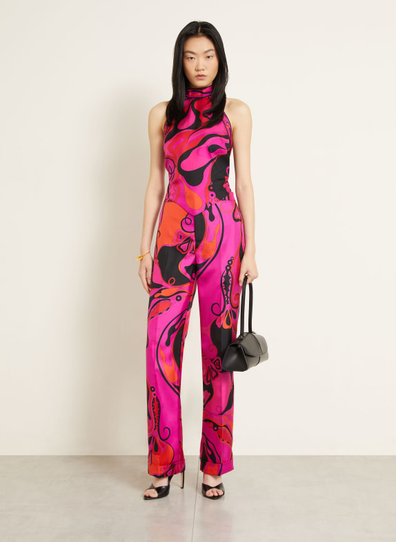 PUCCI Zijden broek ROZE / ORANJE / ZWART