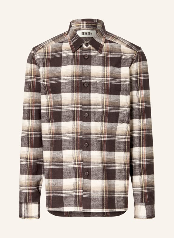 DRYKORN Flanellskjorte DIEGGO Comfort Fit MØRKEBRUN / LYSEBRUN / ORANGE