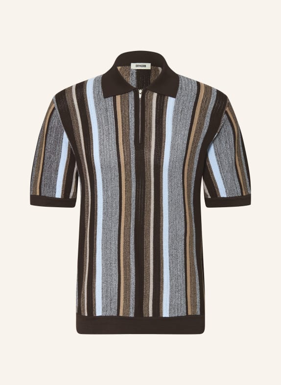 DRYKORN Strikket poloshirt NIIVAN Regular Fit SORT / GRÅ / LYSEBLÅ
