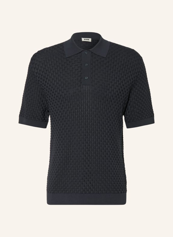 DRYKORN Strikket poloshirt TAMIAN Relaxed Fit MØRKEBLÅ