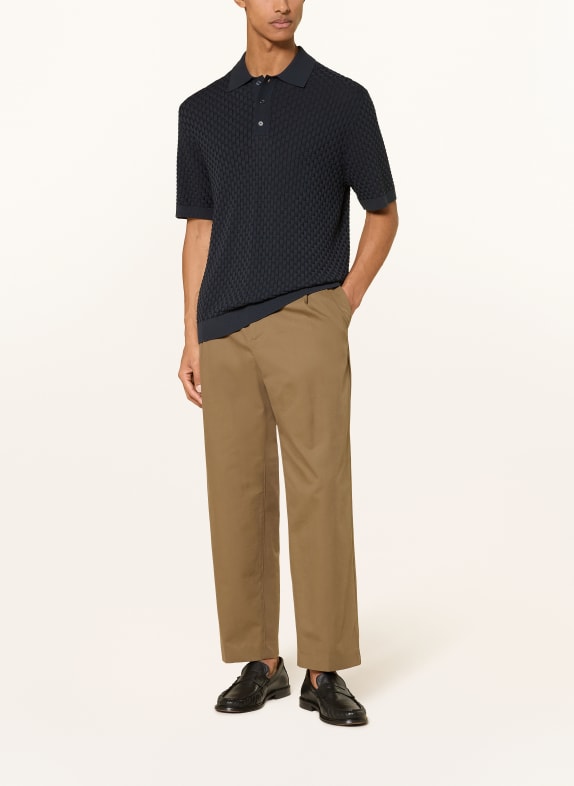 DRYKORN Strikket poloshirt TAMIAN Relaxed Fit MØRKEBLÅ
